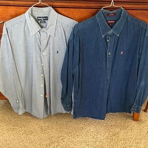Ralph Lauren dress shirt and nordstrom denim boat shirt